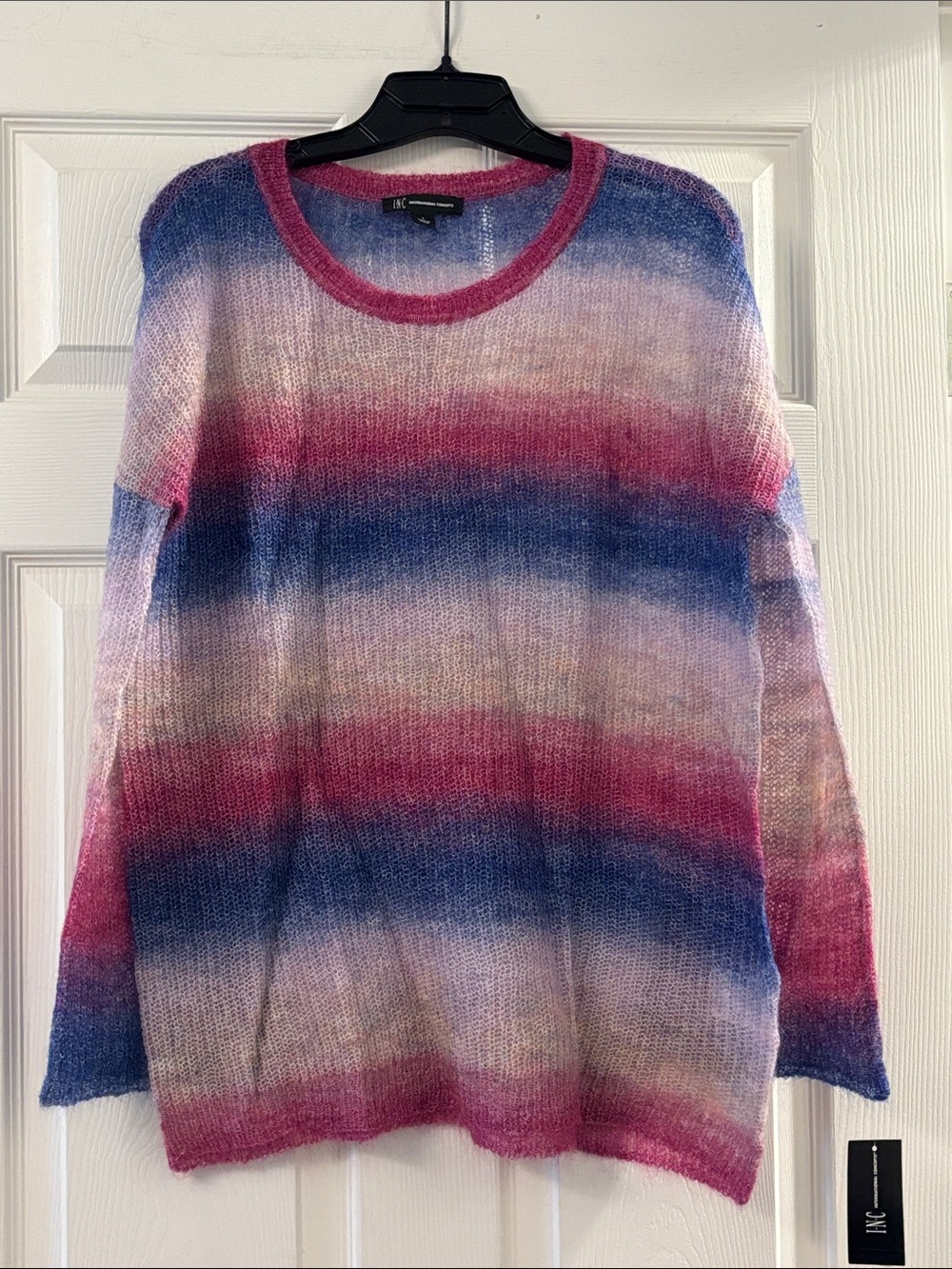 INC International Concepts Ombre Crewneck Sweater in Pink, Blue & Cream